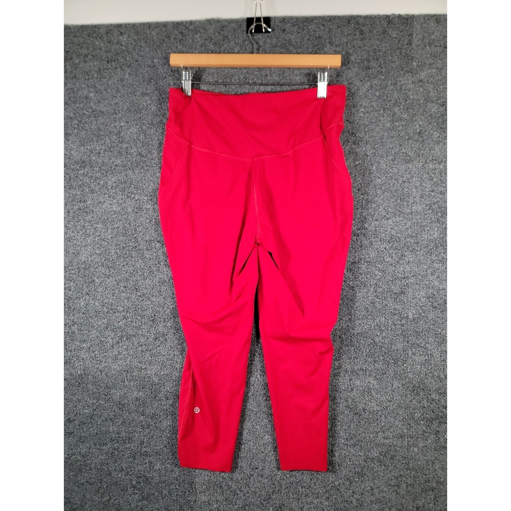 Lululemon Base Pace High Rise Crop 23" Leggings Red Nulux Womens Sz 12 Stretch - Picture 2 of 16
